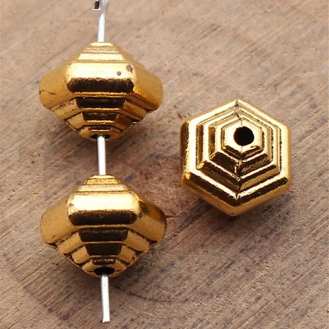 Antikgold Geometrische Mehrschicht-Sechseck-Perlen Für Schmuckherstellung DIY Zinklegierung Abstandsperlen Bastelbedarf Vintage