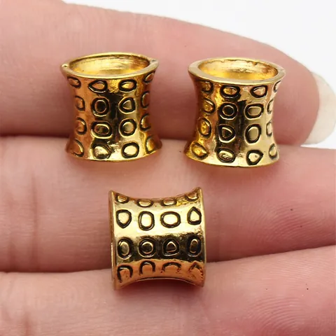 Antique Gold Irregular Ring Texture Tube Beads Dreadlock Beads Zinc Alloy Retro Ethnic Style DIY Jewelry Making Craft Accessories Pendant Beads