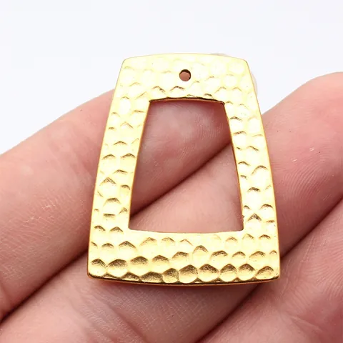 Vintage Hohl Hammerschlag Trapez Geometrisch Anhänger Legierung DIY Schmuckzubehör Für Ohrringe Halsketten Handwerk
