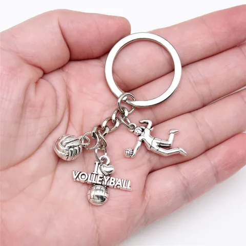 Sporty Volleyball Keychain Creative Alloy Volleyball Athlete Pendant Key Ring For Volleyball Fans Women Men Bag Hanging Accessory Gift