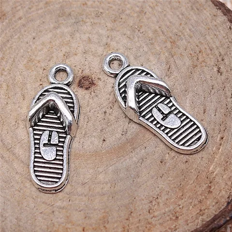 Vintage Antique Silver Metal Slipper Pendants For DIY Jewelry Making Bracelet Necklace Findings Craft Accessories