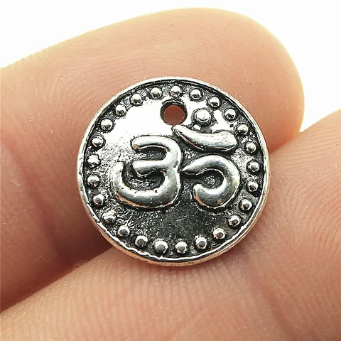 15mm Om Symbol Metall Anhänger Antik Silber Bronze Rund DIY Schmuckherstellung Zubehör Für Halskette Armband