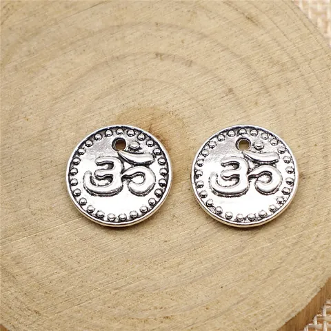 15mm Om Symbol Metall Anhänger Antik Silber Bronze Rund DIY Schmuckherstellung Zubehör Für Halskette Armband