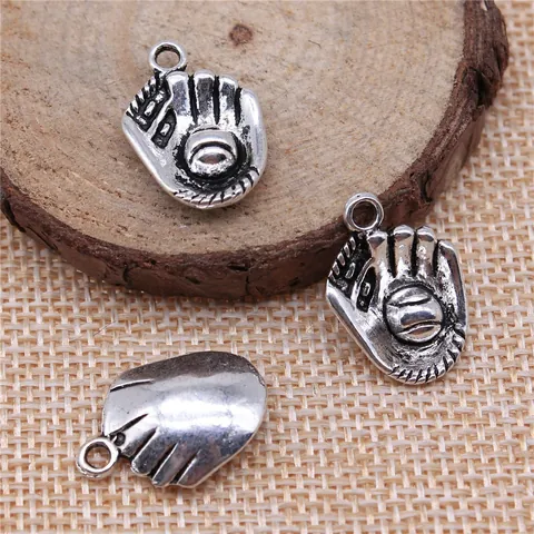 Pendentif Gant de Baseball en Alliage Antique pour Fabrication de Bijoux DIY Thème Sportif Accessoire 20x14mm Vintage