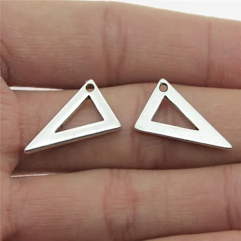 Vintage Zinc Alloy Triangle Ruler Pendant Antique Silver Color Hollow Geometric Charm Craft Making Handmade DIY Jewelry Finding