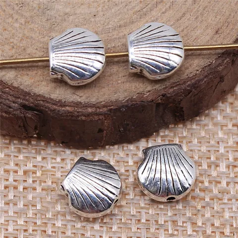Antique Silver Seashell Large Hole Beads DIY Jewelry Making Findings Charms For Necklace Bracelet Crafting Accessories