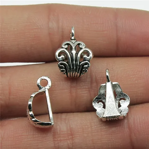 Vintage Antique Silver Alloy Pendant Bail Connector Scrollwork Filigree Jewelry Making Findings DIY Handcrafted Accessories