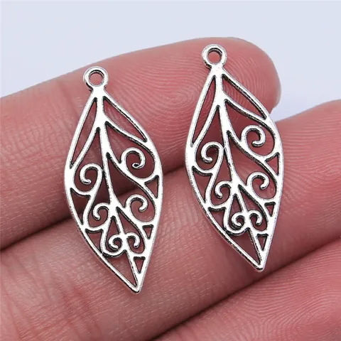 Hollow Out Tree Leaf Pendants Vintage Metal Charms For DIY Jewelry Making Antique Gold Silver KC Gold Plant Leaf Accessories