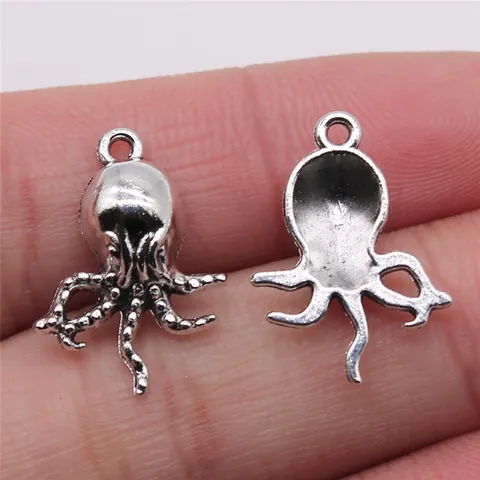 Antique Silver Octopus Pendant Sea Animal Charm For DIY Jewelry Making Findings Alloy Marine Theme Octopus Charms Accessory