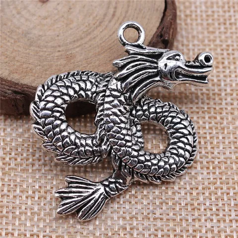 Retro Alloy Dragon Pendant DIY Jewelry Findings Accessory Ancient Silver Bronze Animal Shape Charms For Necklace Jewelry Making