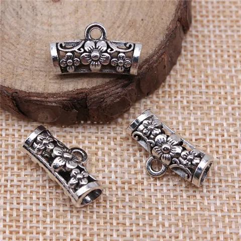 Connecteur Vintage en Alliage Argent Antique Floral pour Création de Bijoux Bélière en Relief Fleur de Prunier Accessoires DIY Bijouterie