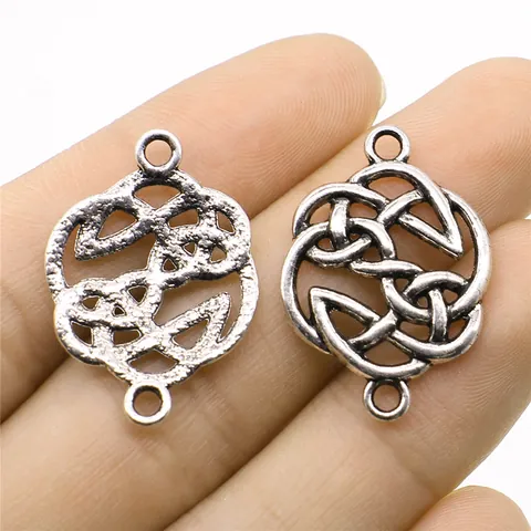 Pendentifs Connecteurs Nœud Celtique en Métal Rétro pour la Fabrication de Bijoux DIY Accessoires Breloques Argent Antique Double Boucle