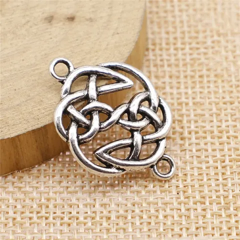 Pendentifs Connecteurs Nœud Celtique en Métal Rétro pour la Fabrication de Bijoux DIY Accessoires Breloques Argent Antique Double Boucle