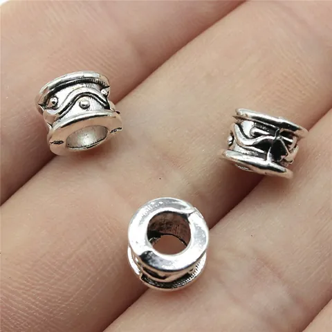 Alloy Large Hole Beads For Dreadlocks Hair Accessories Antique Silver Gold Bronze Engraved Pattern Relief Spacer Beads DIY Jewelry