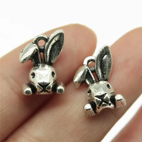 Antique Silver Rabbit Head Charms Cute Animal Bunny Pendants Alloy Metal Charms For DIY Necklace Bracelet Jewelry Making
