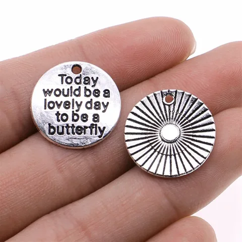Legering Inspirerende Quote Ronde Hanger Today Would Be A Lovely Day To Be A Butterfly Charm Voor DIY Sieraden Maken