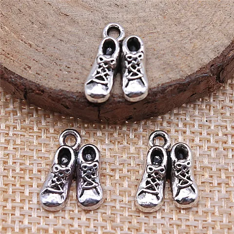Antique Silver Bronze Shoe Charms Alloy Tiny Sneakers Pendants Vintage Style Daily Life Items For DIY Jewelry Making Crafts