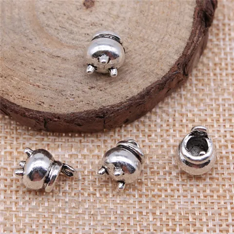 Retro Zinc Alloy Incense Burner Pendants Antique Silver Gold Bronze Mini Tripod Cauldron Charms For DIY Jewelry Making Crafts Pendants
