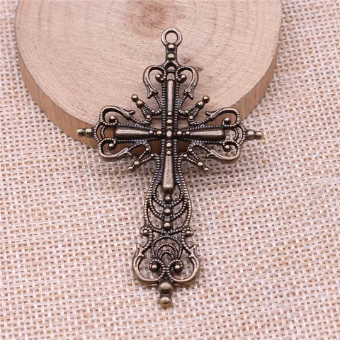 Retro Hollow Out Cross Pendant Antique Silver Gold Bronze Plated Metal Alloy Charms For DIY Jewelry Making Crafts Findings