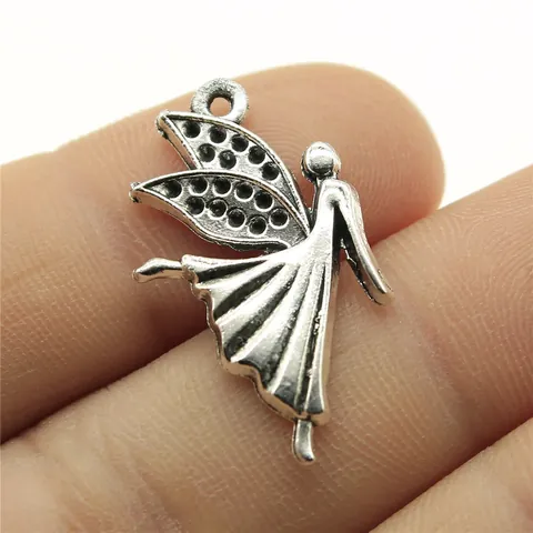 Vintage Antique Silver Alloy Angel Wing Pendants Mythological Figure Charms For DIY Jewelry Making Crafts Necklaces Findings