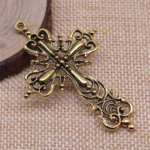 Retro Hollow Out Cross Pendant Antique Silver Gold Bronze Plated Metal Alloy Charms For DIY Jewelry Making Crafts Findings