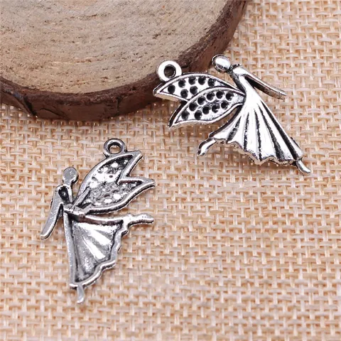 Vintage Antique Silver Alloy Angel Wing Pendants Mythological Figure Charms For DIY Jewelry Making Crafts Necklaces Findings
