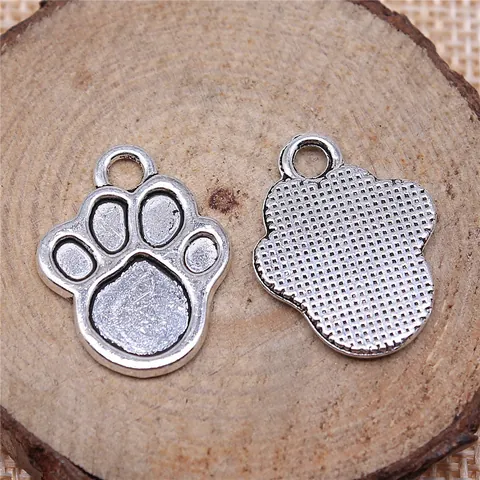 Dog Paw Pendant Antique Silver Animal Footprint Metal Charms DIY Jewelry Making Accessories Craft Supplies For Necklace Bracelet Earring