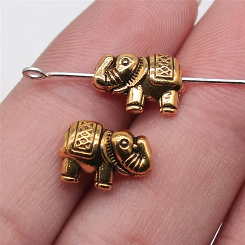 Retro Alloy Elephant Spacer Beads For DIY Jewelry Making Antique Silver Gold Animal Small Hole Craft Pendants Accessories