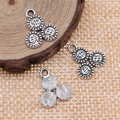 Colgantes de Dijes de Aleación con Signo de Dólar de Plata Antigua para Hacer Joyas Hechas a Mano DIY Accesorios