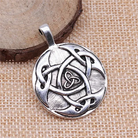 Ciondolo Rotondo a Nodo Celtico Vintage in Lega Triquetra Charm per Fai da Te Collana Braccialetto Creazione Gioielli Etnici