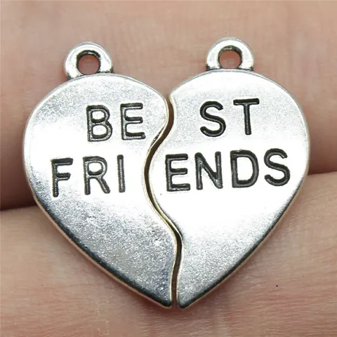 Ciondoli a Puzzle a Forma di Cuore Best Friends in Lega Vintage Componenti per Gioielli Fai da Te Pendenti in Metallo Antico