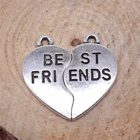 Ciondoli a Puzzle a Forma di Cuore Best Friends in Lega Vintage Componenti per Gioielli Fai da Te Pendenti in Metallo Antico