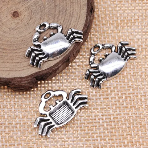 Retro Alloy Crab Animal Pendant Charms For DIY Jewelry Making Antique Bronze Silver Color Findings Necklace Bracelet Accessories