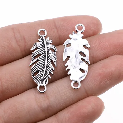 Antieke Legering Veer Sieraden Connectoren Antiek Zilver Brons Veer Hangers Voor DIY Ketting Armband Ambacht Maken Benodigdheden