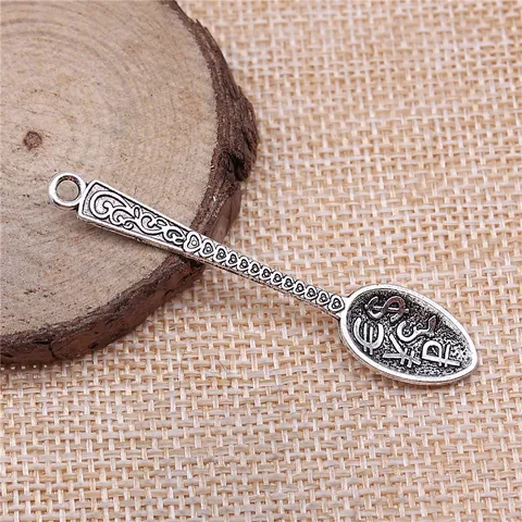 Vintage Alloy Spoon Pendant With Currency Symbols Antique Silver Bronze Heart Pattern Charms For DIY Jewelry Making DIY Accessories