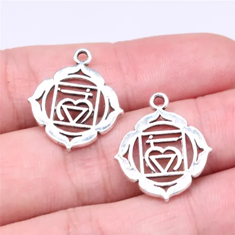 Antique Silver Zinc Alloy Yoga OM Chakra Pendants Vintage Hollow Lotus Meditation Charms For DIY Necklace Jewelry Making