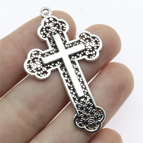 Vintage Metal Hollow Cross Pendant For DIY Jewelry Making Western Religious Retro Filigree Charms For Necklace Bracelet Making