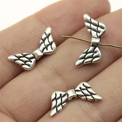 Vintage Alloy Angel Wing Small Hole Beads Antique Spacers Charms For DIY Jewelry Making Findings Bracelet Accessories
