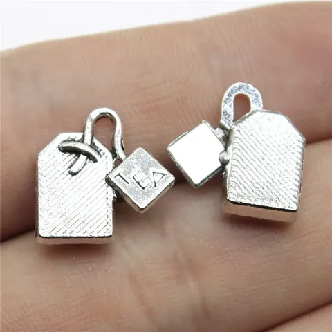 Dijes Colgantes de Bolsa de Té de Aleación de Plata Antigua Vintage para Creación de Joyas DIY Diseño Único para Collar Pulsera