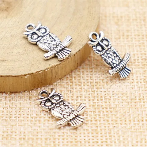 Vintage Zinc Alloy Owl Double-Sided Pendant For Jewelry Making Necklace Bracelet Antique Silver Bronze Animal Charms Accessory