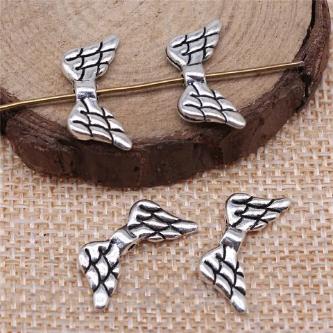 Vintage Alloy Angel Wing Small Hole Beads Antique Spacers Charms For DIY Jewelry Making Findings Bracelet Accessories