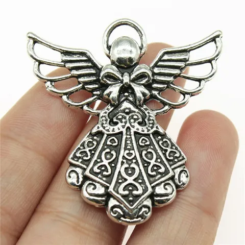 Retro Alloy Angel Pendant Charms For DIY Jewelry Making Findings Antique Silver Bronze Wing Heart Angel Charms Jewelry Supplies