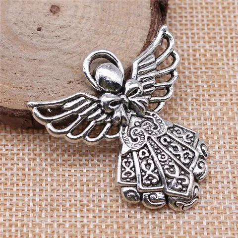 Retro Alloy Angel Pendant Charms For DIY Jewelry Making Findings Antique Silver Bronze Wing Heart Angel Charms Jewelry Supplies