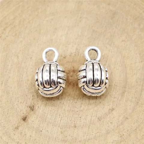 Vintage 3D Volleyball Alloy Pendant Charms For DIY Jewelry Making Retro Sports Theme Volleyball Charm For Necklace Bracelet