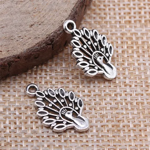Antique Silver Peacock Pendant Alloy Animal Charms For DIY Jewelry Making Retro Hollow Crafting Supplies For Necklace Bracelet