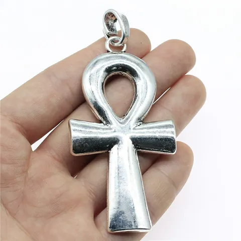 Colgante Grande de Cruz Ankh Egipcia Vintage Dijes de Metal de Aleación Galvanizada para Fabricación de Joyas DIY
