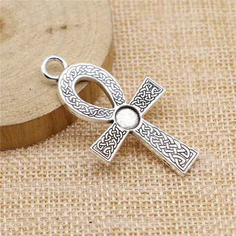 Vintage Alloy Ankh Cross Pendant With Celtic Knot Pattern Antique Gold Silver Bronze Egyptian Key Of Life DIY Jewelry Charms