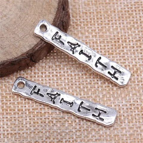 FAITH Buchstabe Balken Anhänger Antiksilber Legierung Rechteckiger Charm Für DIY Schmuckherstellung Halsketten Armbänder Retro Zubehör