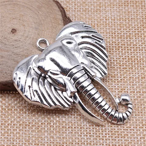 Vintage Zinc Alloy Elephant Head Pendant For DIY Jewelry Making Antique Silver Bronze Animal Charm Ethnic Accessory