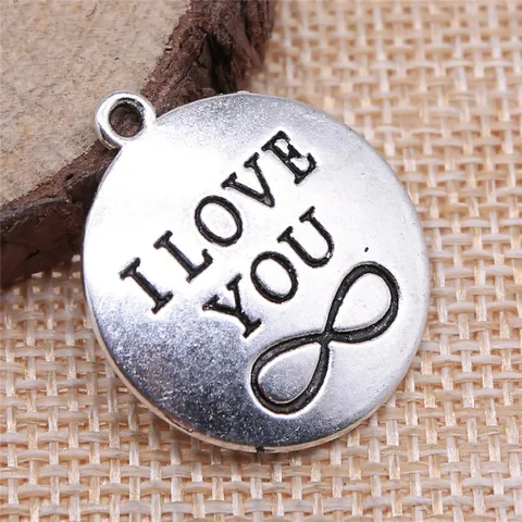 Vintage Legierung I Love You Unendlichkeit Runde Anhänger Antik Bronze Silber Charms Für DIY Schmuckherstellung Handwerk